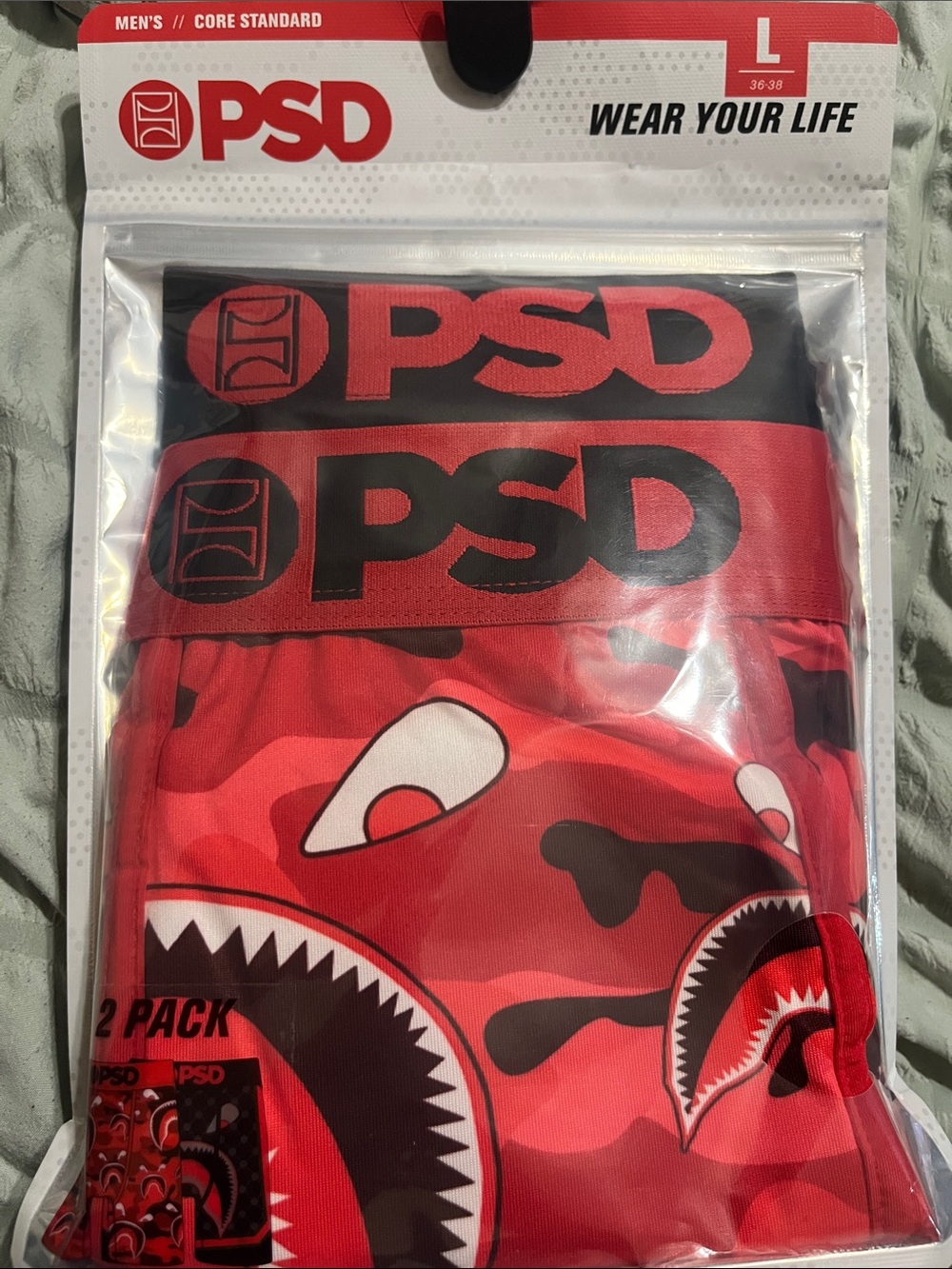 PSD Red and Black Shark Camo Boxer Briefs